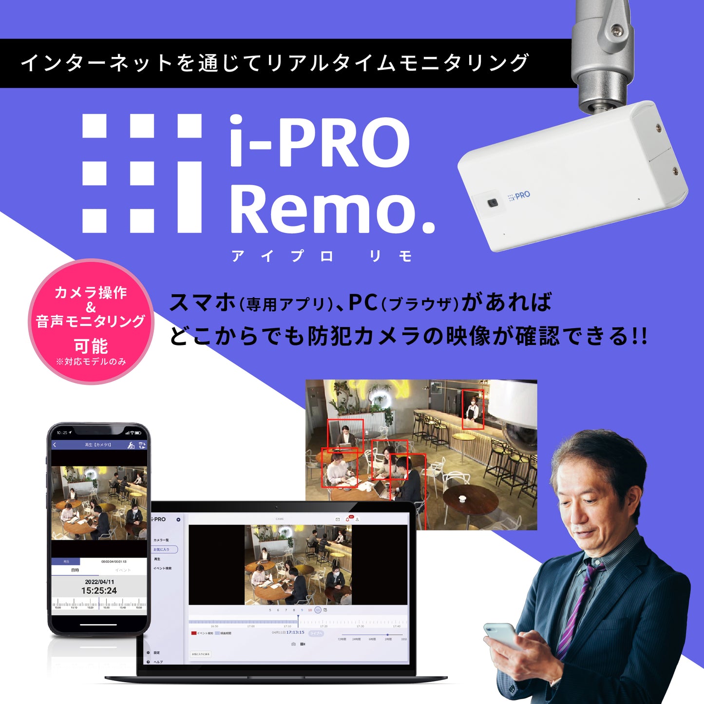 2MP(1080p) 屋内 小型 AIカメラ i-PRO mini + カメラダイレクトライセンス1年 事前キッティング