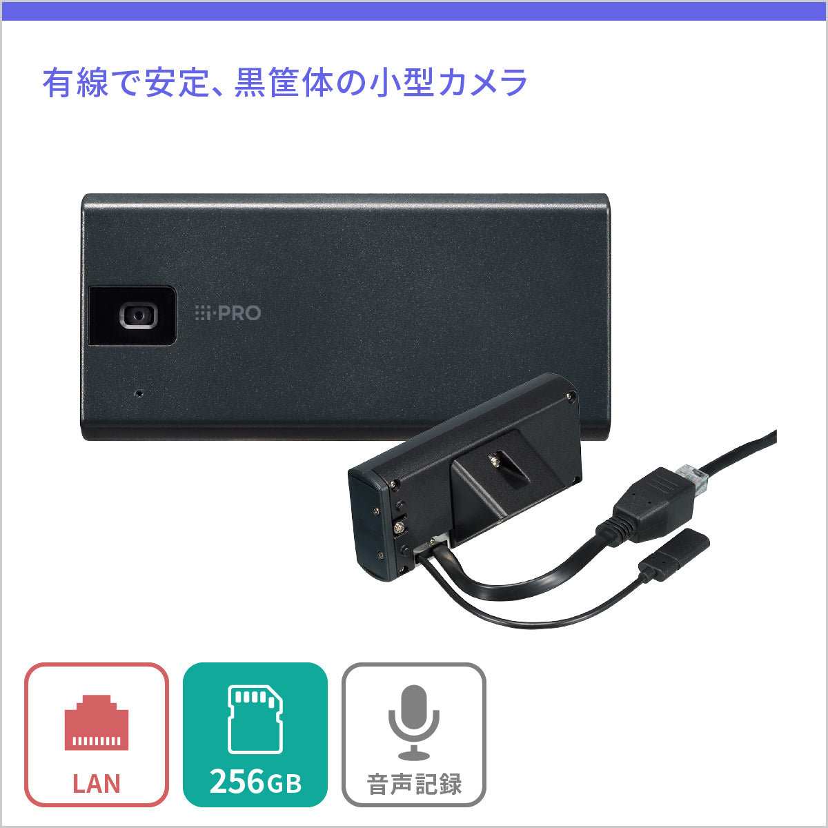 受注生産 : 納期6週間　[i-PRO mini] デザイン性に優れた小型カメラ(黒) + i-PRO Remo.永年ライセンス - 屋内用 - 256GB